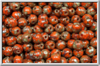 bhm. Glasperle, rund, 4mm, orange, op., silver picasso, 50 Stk.