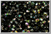 Bhm. Glasschliffperle, feuerpol., 3mm, black, op., half vitrail, 50 Stk.