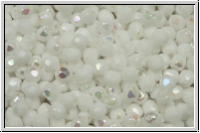 Bhm. Glasschliffperle, feuerpol., 3mm, white, op., AB, 50 Stk.