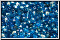 Bhm. Glasschliffperle, feuerpol., 3mm, capri blue, trans., AB, 50 Stk.