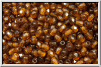 Bhm. Glasschliffperle, feuerpol., 3mm, topaz, dkst., trans., 50 Stk.