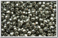 Bhm. Glasschliffperle, feuerpol., 3mm, black, op., full chrome, 50 Stk.