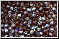 Bhm. Glasschliffperle, feuerpol., 3mm, garnet, dk., trans., AB, 50 Stk.