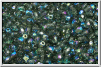 Bhm. Glasschliffperle, feuerpol., 3mm, grey, dk., trans., AB, 50 Stk.