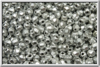 Bhm. Glasschliffperle, feuerpol., 3mm, silver, met., satin, 50 Stk.