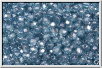 Bhm. Glasschliffperle, feuerpol., 3mm, crystal, trans., blue marbled, 50 Stk.