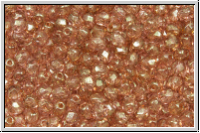 Bhm. Glasschliffperle, feuerpol., 3mm, crystal, trans., rose gold marbled, 50 Stk.