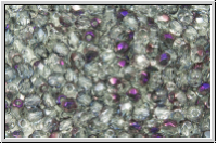 Bhm. Glasschliffperle, feuerpol., 3mm, crystal, trans., half brown flair, 50 Stk.