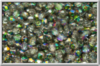 Bhm. Glasschliffperle, feuerpol., 3mm, crystal, trans., half vitrail med., 50 Stk.