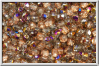 Bhm. Glasschliffperle, feuerpol., 3mm, crystal, trans., half sliperit, 50 Stk.