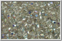 Bhm. Glasschliffperle, feuerpol., 3mm, crystal, trans., silver-ld., AB, 50 Stk.