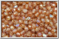 Bhm. Glasschliffperle, feuerpol., 3mm, crystal, trans., orange AB, matte, 50 Stk.