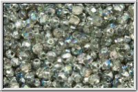 Bhm. Glasschliffperle, feuerpol., 3mm, crystal, trans., silver AB, 50 Stk.