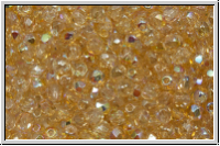 Bhm. Glasschliffperle, feuerpol., 3mm, crystal, trans., yellow AB, 50 Stk.