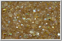 Bhm. Glasschliffperle, feuerpol., 3mm, crystal, trans., lemon AB, 50 Stk.