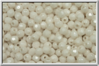 Bhm. Glasschliffperle, feuerpol., 3mm, white, op., luster, 50 Stk.