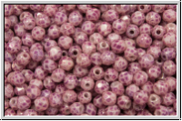 Bhm. Glasschliffperle, feuerpol., 3mm, white, op., pink marbled, 50 Stk.