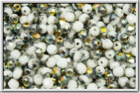 Bhm. Glasschliffperle, feuerpol., 3mm, white, op., half marea, 50 Stk.