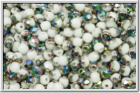 Bhm. Glasschliffperle, feuerpol., 3mm, white, op., half vitral, 50 Stk.