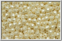 Bhm. Glasschliffperle, feuerpol., 3mm, white, alabaster, lt. cream pearl pastel, 50 Stk.