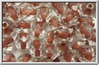 Bhm. Glasschliffperle, feuerpol., 6mm, crystal, trans., blush-ld., 25 Stk.