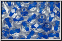 Bhm. Glasschliffperle, feuerpol., 6mm, crystal, trans., blue-ld., 25 Stk.