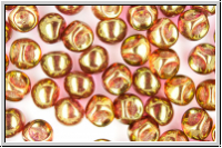 Mushroom Beads, 9mm, crystal, trans., orange bronze luster, 10 Stk.