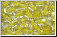 Bhm. Glasschliffperle, feuerpol., 6mm, crystal, trans., pale yellow-ld., 25 Stk.