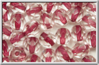 Bhm. Glasschliffperle, feuerpol., 6mm, crystal, trans., dk. red-ld., 25 Stk.