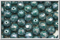 Bhm. Glasschliffperle, feuerpol., 8mm, turquoise, op., nebula, 10 Stk.