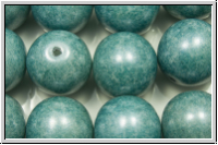 bhm. Glasperle, rund, 12mm, white, alabaster, blue/grey marbled, 1 Stk.