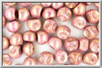 Mushroom Beads, 9mm, white, opal, rose gold luster, 10 Stk.