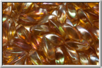 Twist-Beads, 6x12mm, crystal, trans., half copper luster, 25 Stk.