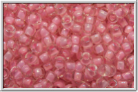 R-11-0191b, TOHO Rocailles, 11/0, crystal, trans., lt. hot pink-ld., 10g