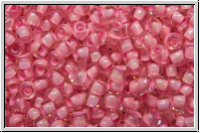 R-11-0191c, TOHO Rocailles, 11/0, crystal, trans., hot pink-ld., 10g