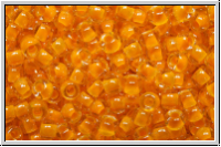 R-11-0801, TOHO Rocailles, 11/0, crystal, trans., neon tangerine-ld., 10g