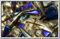 VILLA Beads, PRECIOSA, 6x6x14mm, crystal, trans., half azuro, 20 Stk.