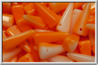 VILLA Beads, PRECIOSA, 6x6x14mm, white alabaster/orange, lt., op., 20 Stk.