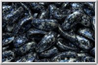 Chili-Beads, 2-Loch, 11x4mm, black, op., blue, tweedy, 25 Stk.