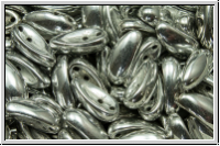 Chili-Beads, 2-Loch, 11x4mm, crystal, trans., full silver, 25 Stk.
