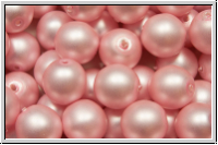 bhm. Glasperle, rund, 8mm, white, alabaster, powder rose pearl, matte, 10 Stk.