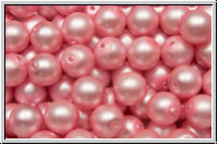 bhm. Glasperle, rund, 6mm, white, alabaster, rose pearl, matte, 25 Stk.