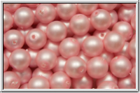 bhm. Glasperle, rund, 6mm, white, alabaster, powder rose pearl, matte, 25 Stk.