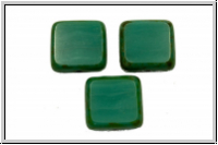 bhm. Glasperle, table cut, Quadrat, 10x10mm, turquoise, op., picasso, 5 Stk.