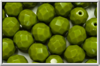 Bhm. Glasschliffperle, feuerpol., 8mm, olivine, dk., op., 10 Stk.