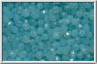 Bhm. Glasschliffperle, feuerpol., 3mm, aqua, dk., opal, 50 Stk.