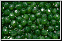 Bhm. Glasschliffperle, feuerpol., 4mm, lime green, opal, blue marbled, 50 Stk.