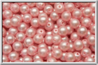 bhm. Glasperle, rund, 4mm, white, alabaster, powder rose pearl, matte, 50 Stk.