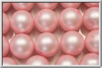 bhm. Glasperle, rund, 10mm, white, alabaster, powder rose pearl, matte, 5 Stk.