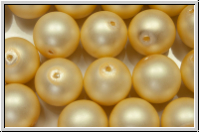 bhm. Glasperle, rund, 10mm, white, alabaster, lt. gold pearl, matte, 5 Stk.